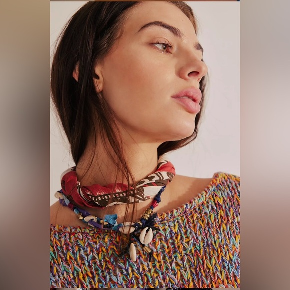 Free People Ariana Ost “Alpha Choker” • Shell Boho Bandana Choker • NWT - Picture 4 of 8